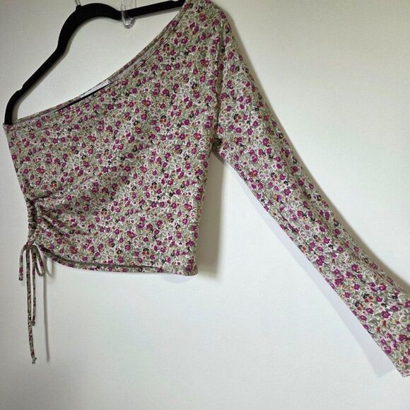 EUX LUSH FLORAL ONE SHOULDER LONGSLEEVE BOHO TOP SIZE L - Picture 1 of 12